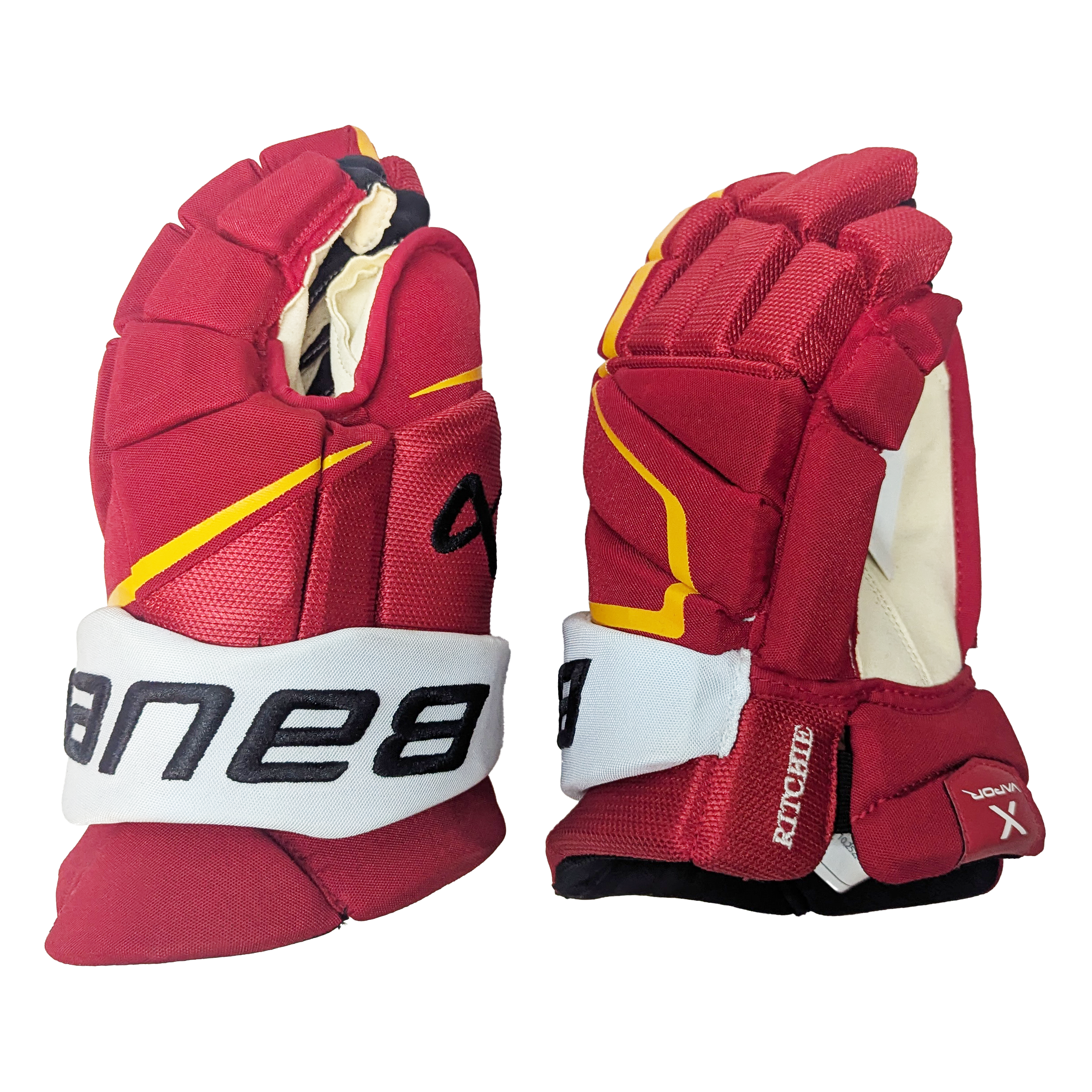 Bauer Vapor Hyperlite - Gant NHL Pro Stock - Brett Ritchie (Rouge/Jaune/Blanc)